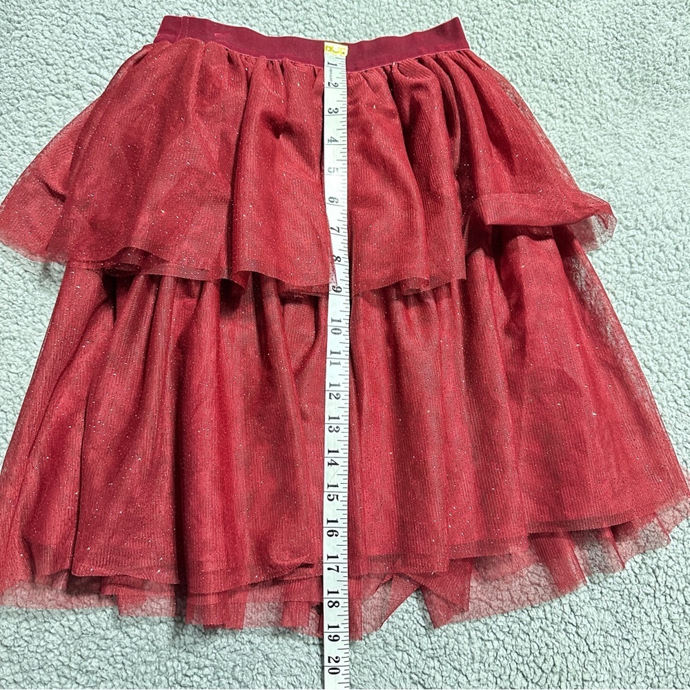 H&M Girls Red Sparkle Tulle Skirt Tiered Party Holiday Skirt Size 8-10Y - Picture 5 of 5